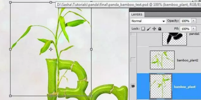 PS制作可爱有趣的熊猫竹子字效果,PSDEE.COM