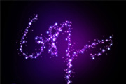 利用画笔描边及图层样式制作唯美的紫色星光字