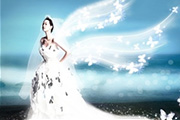 Photoshop打造超梦幻的蓝色天使婚片