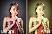 Photoshop调出<font color="red">室内</font>人物图片柔和甜美的黄绿色