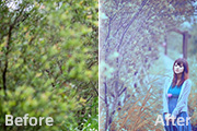 Photoshop给树林人物图片加上唯美的韩系淡蓝色