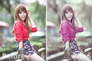 Photoshop打造柔美的淡调灰绿色韩系美女图片
