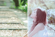 Photoshop快速打造柔和的淡蓝韩系色美女图片