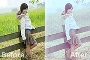 Photoshop给田园美女加上淡雅的韩系淡蓝色