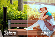 Photoshop给公园美女加上流行的韩系黄褐色