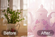 Photoshop给室内静物图片加上梦幻的淡紫色