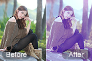 Photoshop给树林中的美女加上柔和的冷色