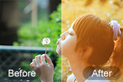 Photoshop给公园美女特写照加上柔和的黄褐色