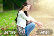 Photoshop给外景美女加上流行的秋季淡褐色