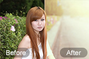 Photoshop给路边的美女加上柔和的淡调黄褐色