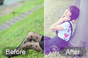 Photoshop给草地上的美女加上小清新的淡黄色