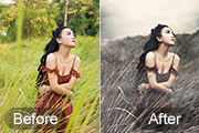 Photoshop给外景人物加上个性的深秋冷褐色